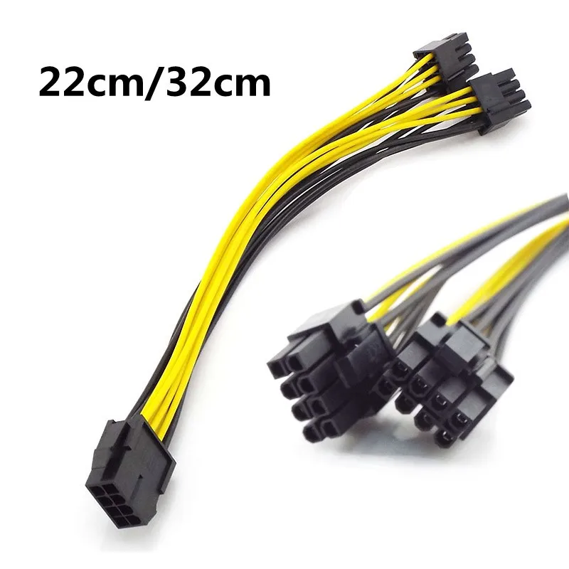 1/2/5 Uds PCI-E 8p hembra a 2 puertos duales 8 pines 6 + 2p macho GPU tarjeta gráfica de vídeo Miner Cable de extensión de alimentación Cable divisor B6
