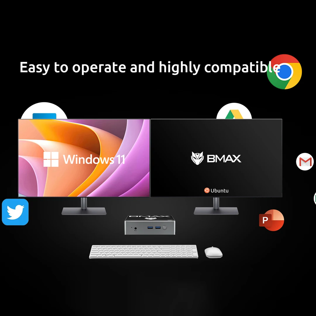 BMAX B4 Windows 11 PC Intel N95 16GB 512GB SSD 2*HDMI 2*USB 2.0 2*USB 3.0 Supports 4K@60Hz Intel UHD Graphics Mini PC Bluetooth - imagen 5