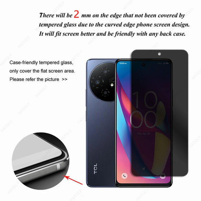 Protector de pantalla de privacidad para TCL 50 XL 5G, vidrio para TCL 50 XL NxtPaper, película de lente de cámara de vidrio antiespía para TCL 50 Pro NxtPaper - imagen 3