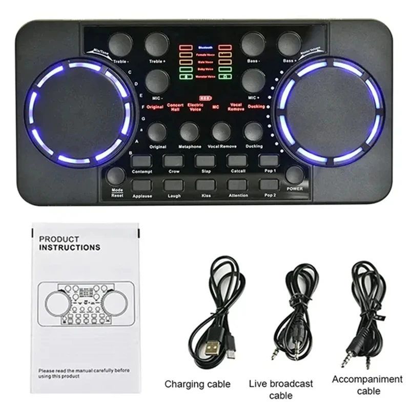Tarjeta de sonido V300 Pro, mezclador de interfaz de Audio Compatible con Bluetooth, efecto Digital DJ, consola de reducción de ruido, grabación USB - imagen 5