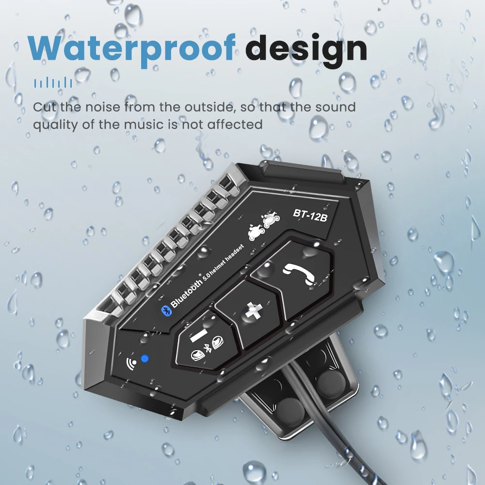 Auriculares Bluetooth 5,0 para casco de motocicleta, intercomunicador de 300M de distancia de intercomunicación, auriculares impermeables con reducción de ruido de 2000mAh - imagen 4