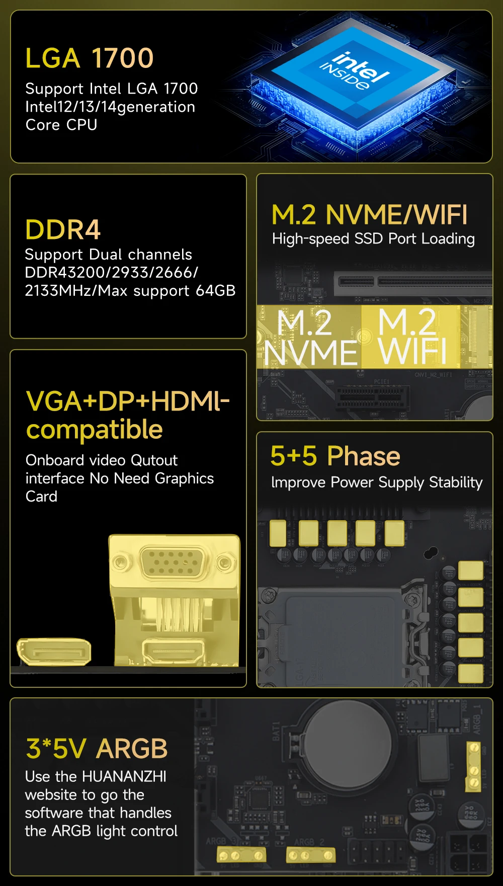 HUANANZHI-placa base H610M PRO M-ATX DDR4, compatible con 12 13 Gen H610 Intel LGA 1700 CPU 12100F 12400F 12490F 12600F 12700F 13600F - imagen 3