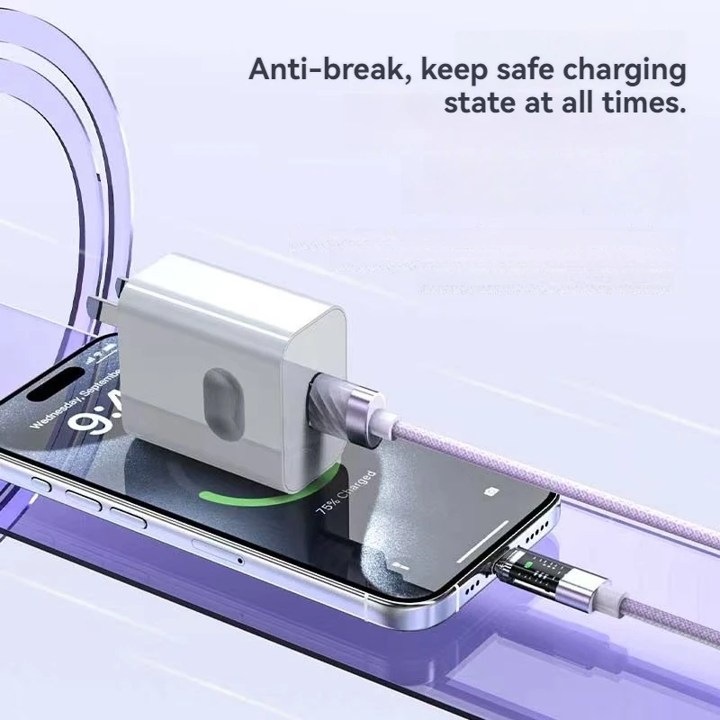 Cable de datos tipo C de carga súper rápida, 100W, 6A, para Xiaomi, Huawei, Samsung, línea de datos semitransparente - imagen 4