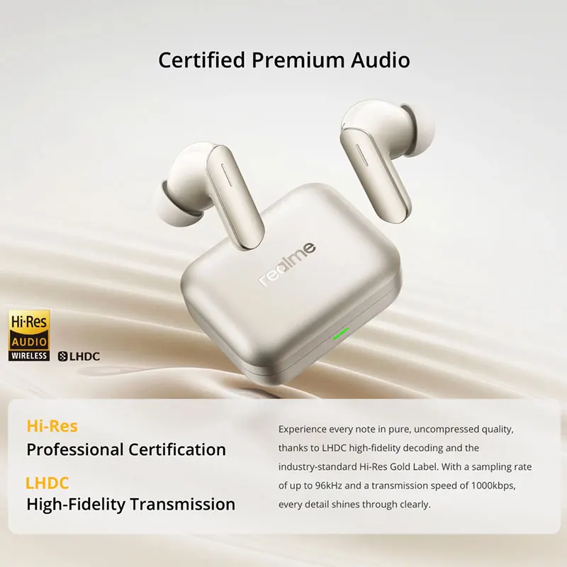 Versión Global realme Buds Air 7 52dB Smart Active Noise Cancellation 12.4mm Deep Bass Driver Bluetooth5.4 360° Spatial Audio Effect IP55 Earphone - imagen 5