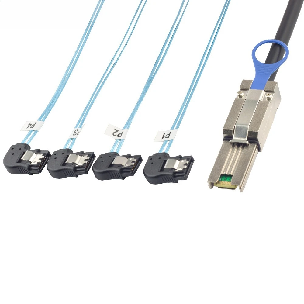 MINI SAS SFF-8088 a 4 SATA 7P servidor hembra doblado a la izquierda conversión superpuesta longitud del Cable de alta velocidad opcional 0,5 M 1M 2M 3M - imagen 5