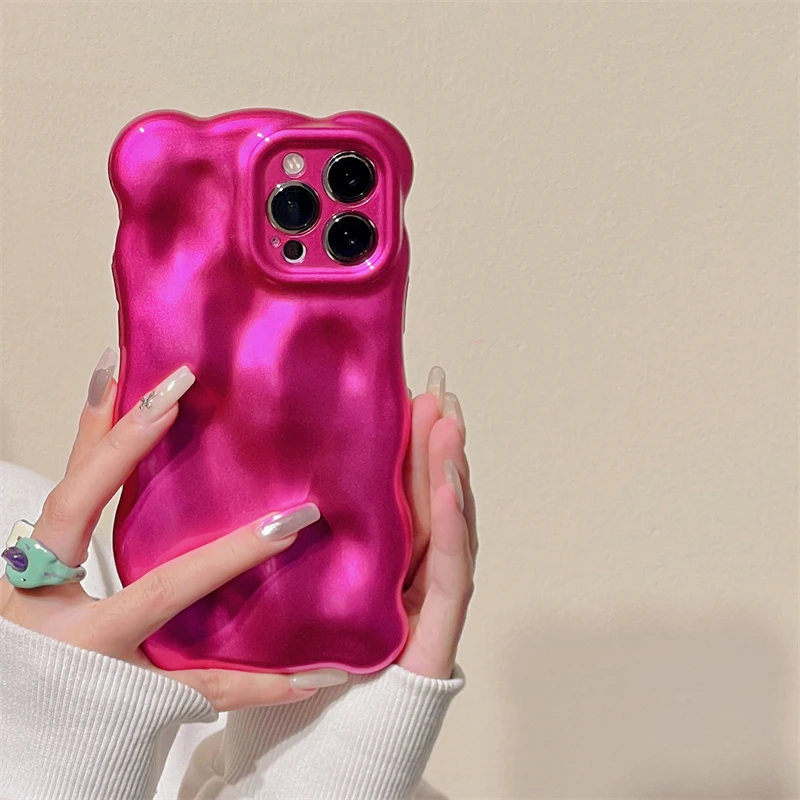 Shine Rose Meteorite Wave Bubble funda de teléfono para iPhone 16 13 14 12 11 15 Plus chicas encantadoras a prueba de golpes cubierta trasera brillante - imagen 2