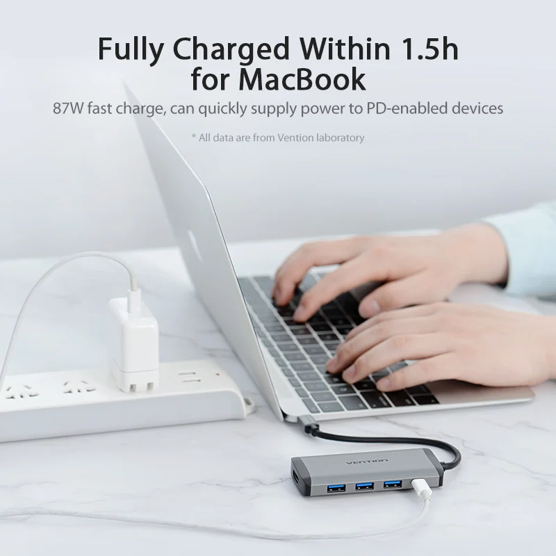 Vention 5 en 1 USB C Hub 4K HDMI USB 3,0 HUB PD adaptador multipuerto para MacBook Pro/Huawei Mate 60/iPad Pro divisor USB HUB - imagen 4