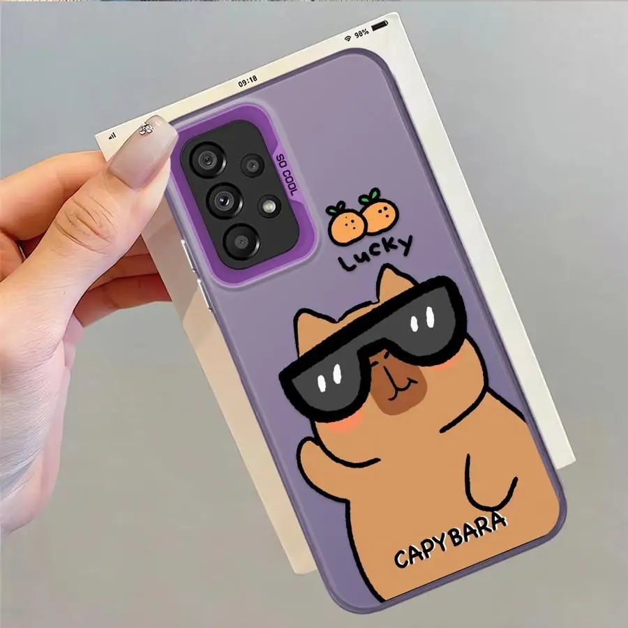 Funda trasera de teléfono para Samsung Galaxy A13 A20s A16 A02 A11 A14 A04e A03 A15 A06 A12 A50 Capibara dibujos animados lindo - imagen 2