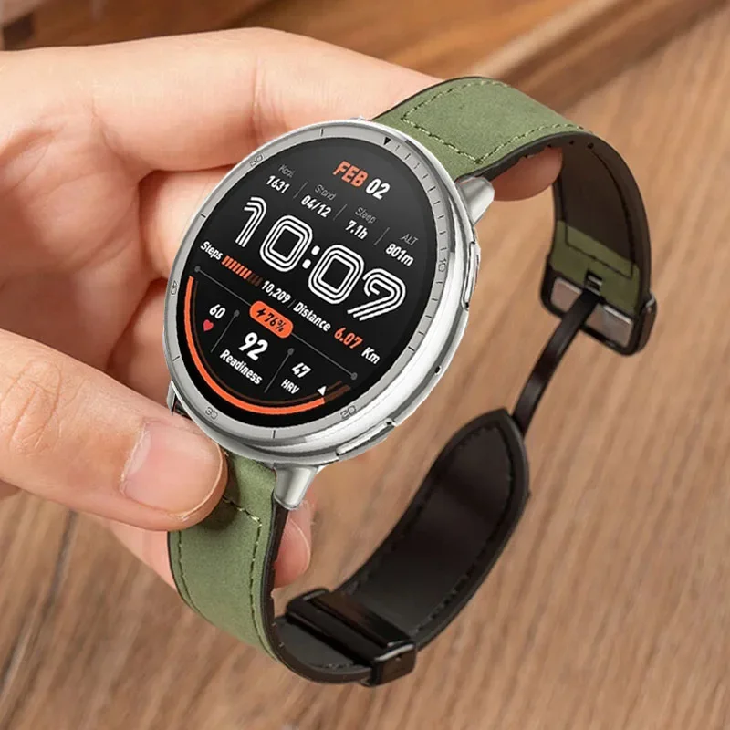 Correa de cuero y silicona de 20mm y 22mm para Amazfit Bip 6 5 5 Unity 3 3Pro Band para Amazfit Active 2/GTR GTS 4 3 2 mini/Cheetah Round - imagen 3