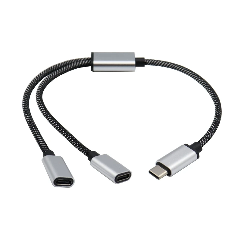 Convertidor de Cable de carga de datos tipo C, 1 enchufe macho a 2 Y 3 Enchufes hembra, Cable de extensión OTG tipo C, divisor Y adaptador de corriente - imagen 4