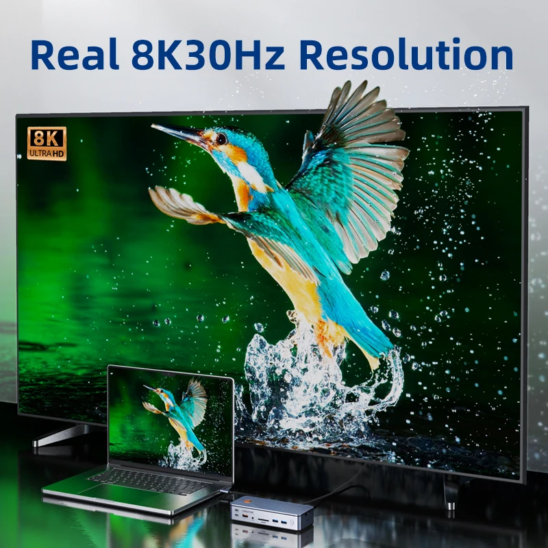 CABLETIME USB C estación de acoplamiento tipo C 8K Dock C Hub a HDMI DP USB 3,2 1000Mbps PD 100W 10Gbps M.2 SSD para MacBook Dell portátil - imagen 3