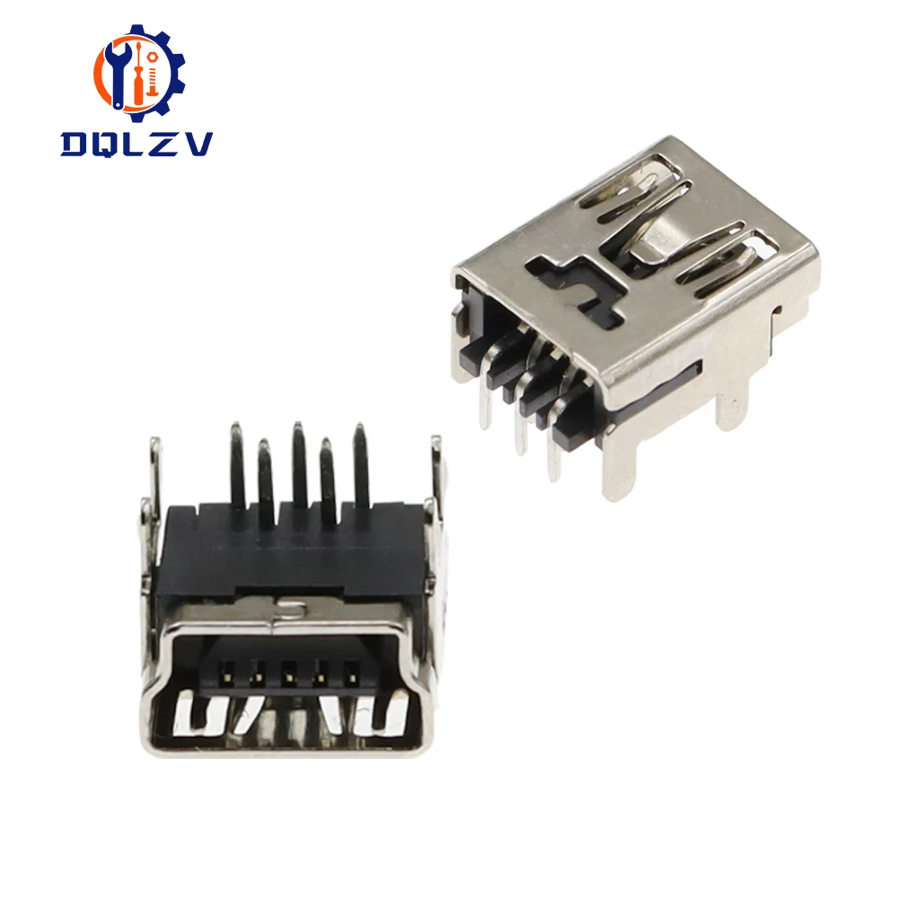 Mini USB tipo B 5 pines hembra enchufe ángulo recto DIP Jack conector Dip - imagen 2