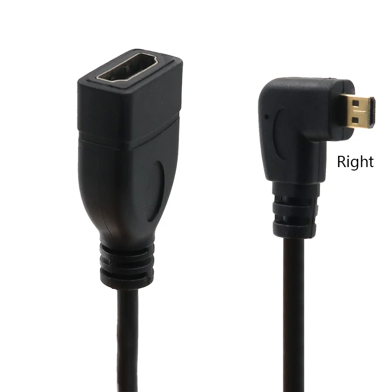 Conector adaptador Micro HD macho a HD hembra en ángulo izquierdo hacia arriba y hacia abajo, 15cm para HDTV tipo D, Cable compatible con HDMI en ángulo - imagen 4