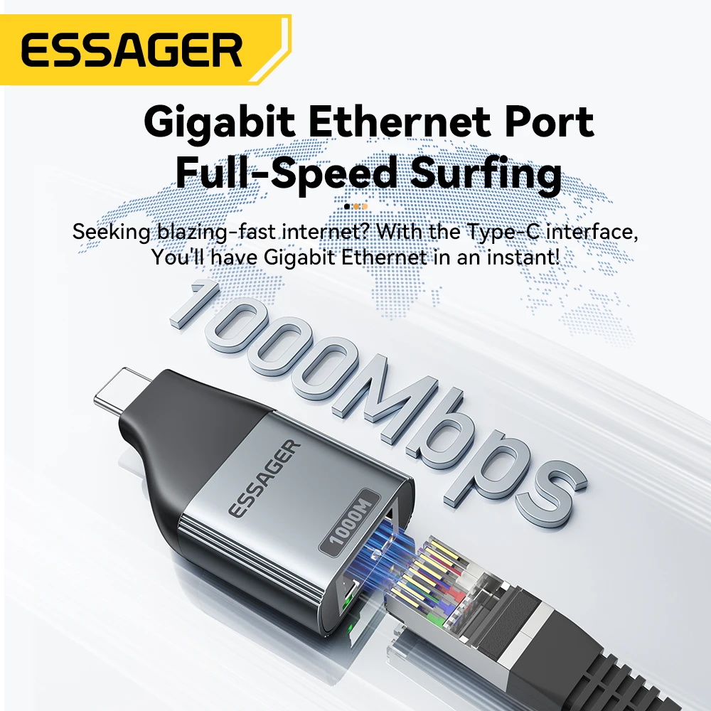 Adaptador USB-C a Ethernet Gigabit RJ45 para MacBook - imagen 3