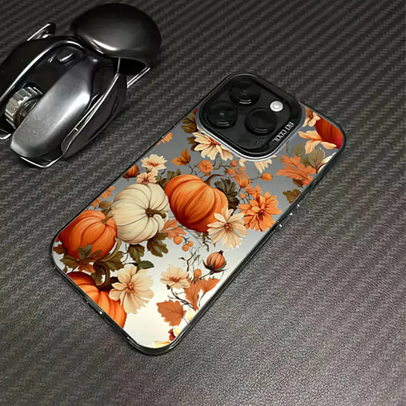 Funda de teléfono con hojas de calabaza para iPhone 17 16 15 14 13 12 11 Pro Max 16E 8 7 Plus X XS XR 17 Air SE2, cubierta a prueba de golpes, otoño y otoño - imagen 3