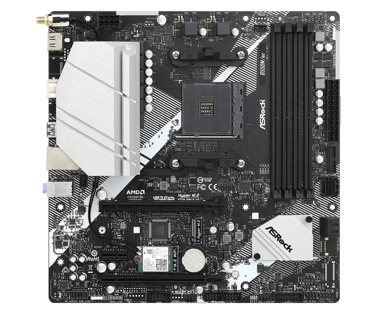 ASRock B550M/AC placa base Socket AM4 AMD B550 compatible con Ryzen 5 5600 4500 3200G 3600 5700X cpu DDR4 128GB NVMe SSD Micro ATX - imagen 2