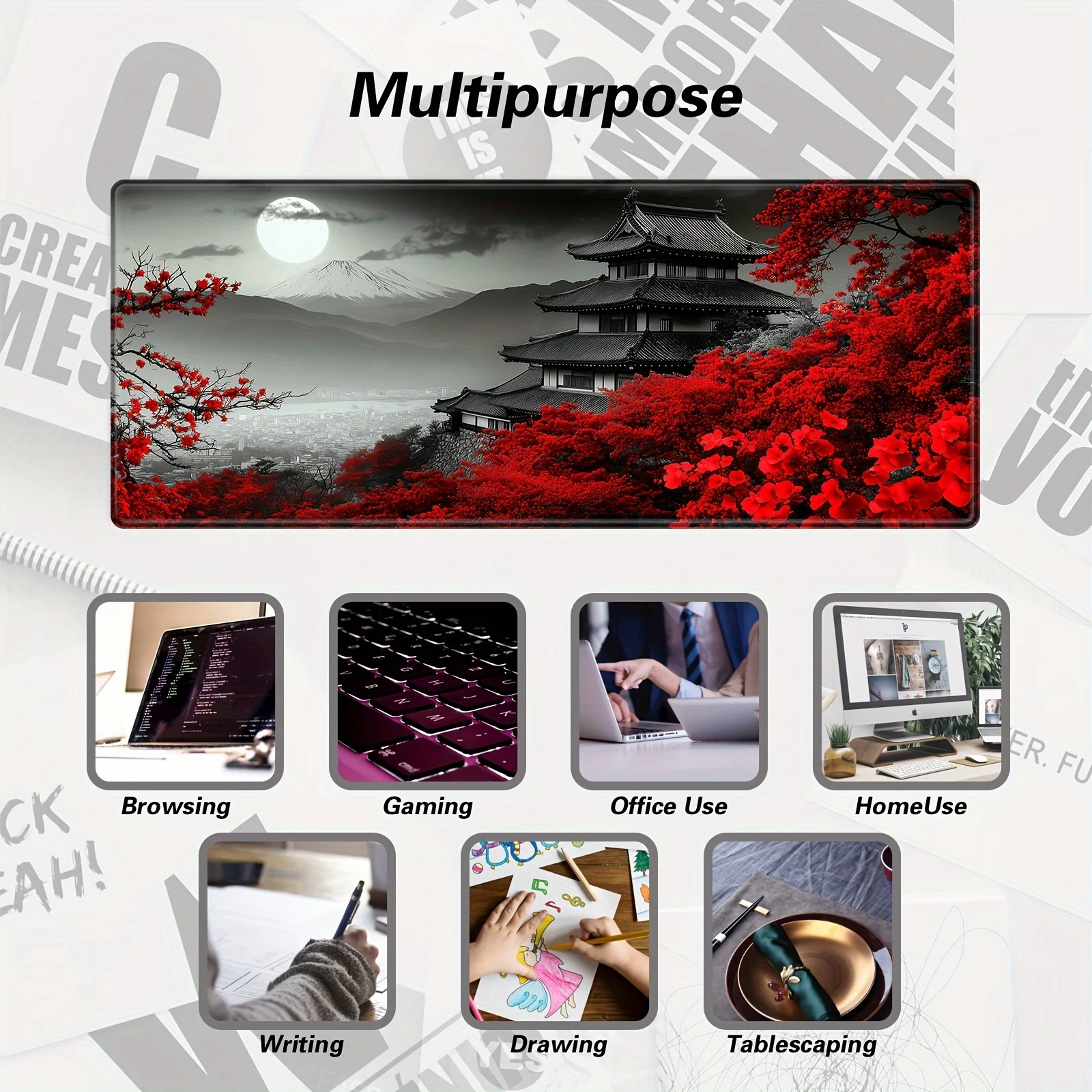 Alfombrilla de ratón XXL Riverside Full Moon, alfombrilla de mesa de 900x400, suela antideslizante de estilo japonés, alfombrilla de ratón para juegos de expansión para decoración del hogar y la Oficina - imagen 4