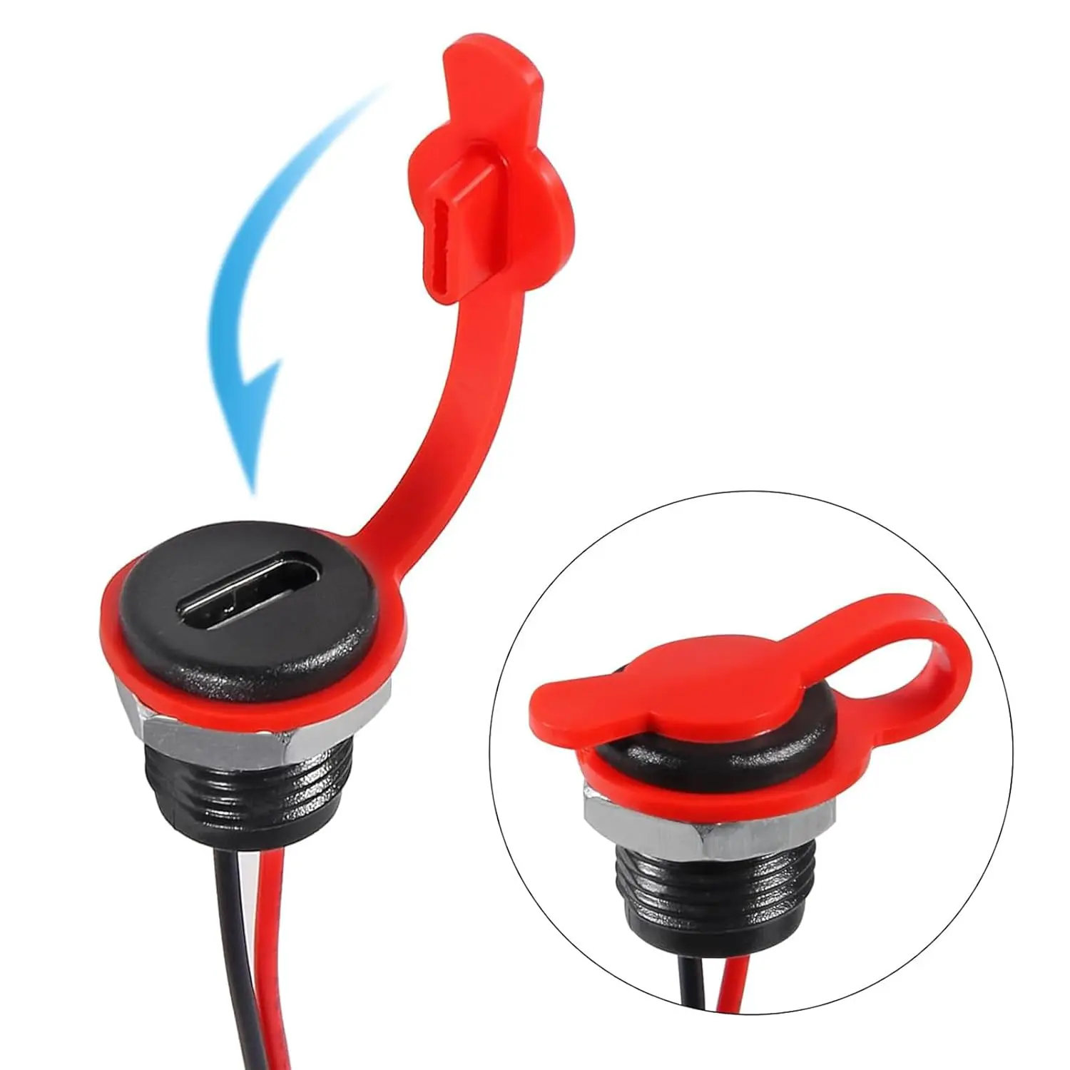 10 Uds. Chasis hembra tipo C conector de enchufe hembra tipo C de 2 pines conector impermeable puerto de carga hembra 3A USB-C cargador enchufe calcetín - imagen 5
