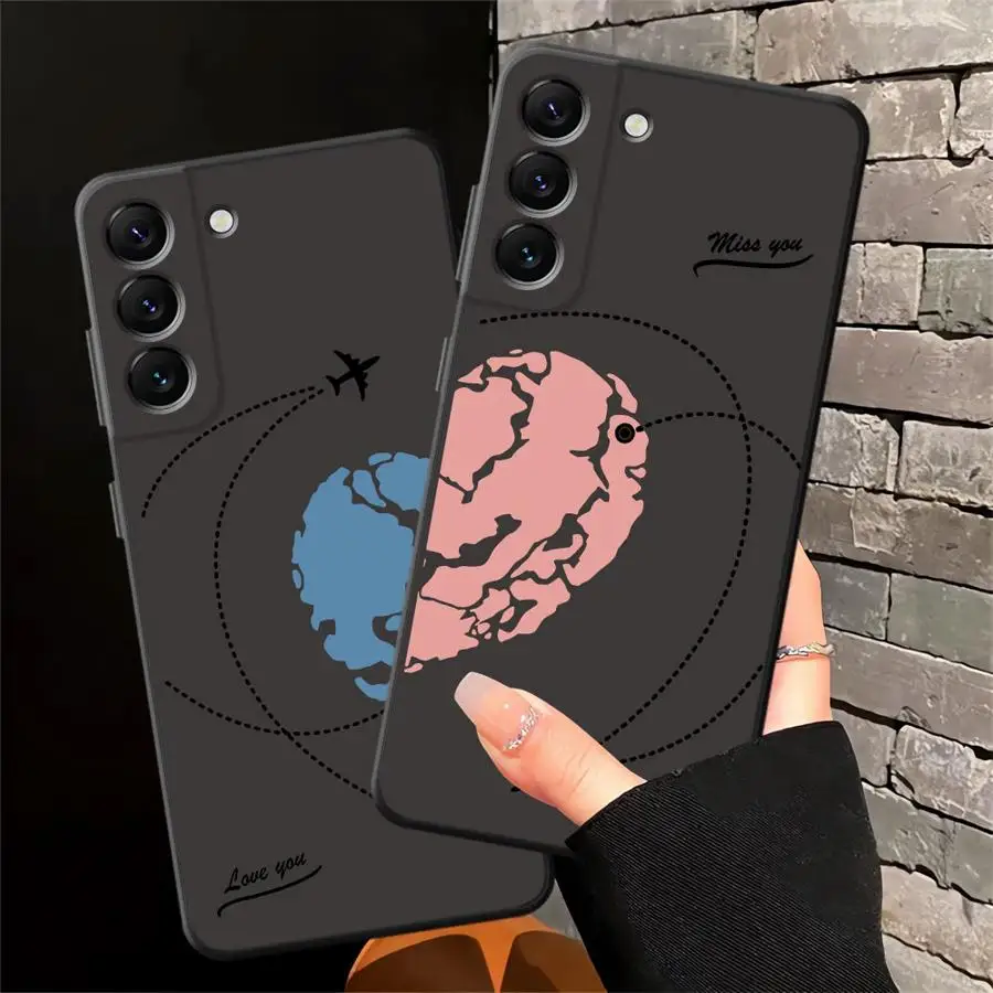 Funda para Samsung Galaxy A17 A40 A16 A06 A30 A15 A10 A12 A50 A05 A04 A70 A20 A13 funda negra suave para teléfono estilo pareja tierra - imagen 5