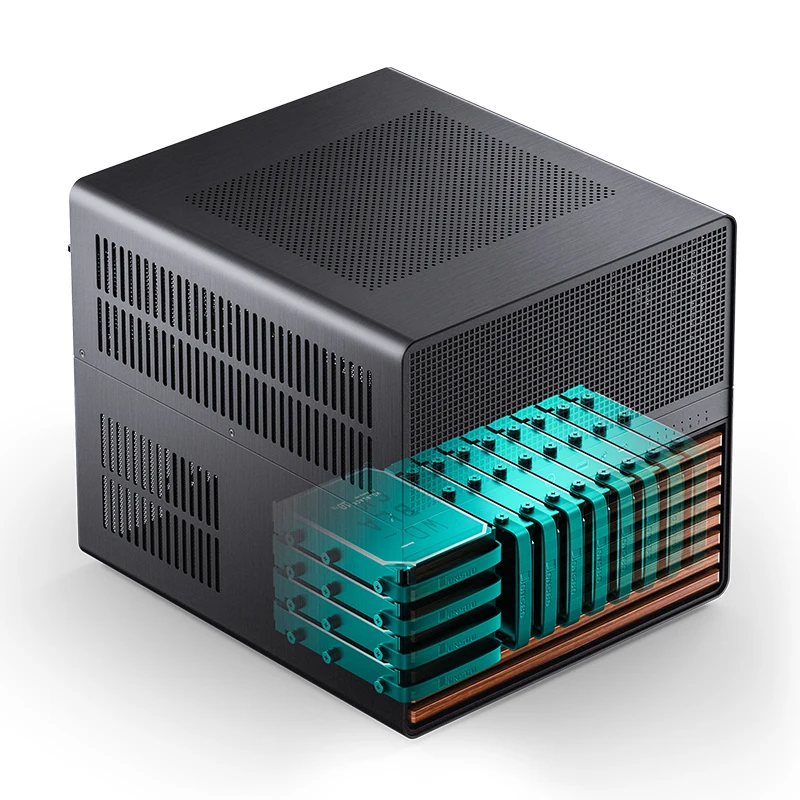 JONSBO-carcasa N5 NAS compatible con placas base ITX/M-ATX/ATX/E-ATX, PSU ATX, soporte de madera maciza de nogal de América del Norte, refrigeración por agua - imagen 2
