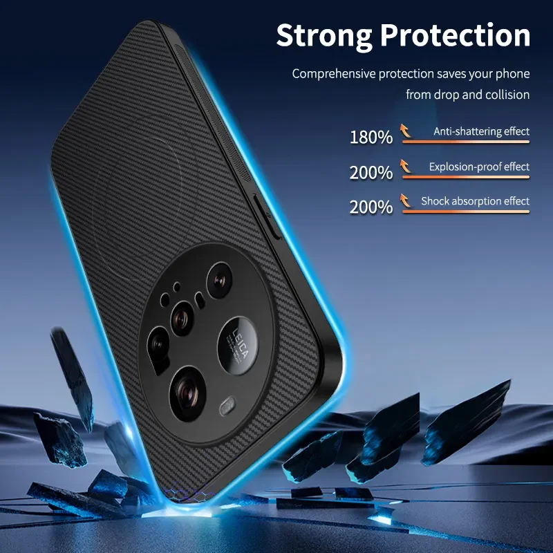 Para Magsafe funda magnética para Xiaomi Mi 15 Ultra 15pro fibra de carbono PU cuero carga inalámbrica parachoques a prueba de golpes para Mi 15ultra - imagen 2