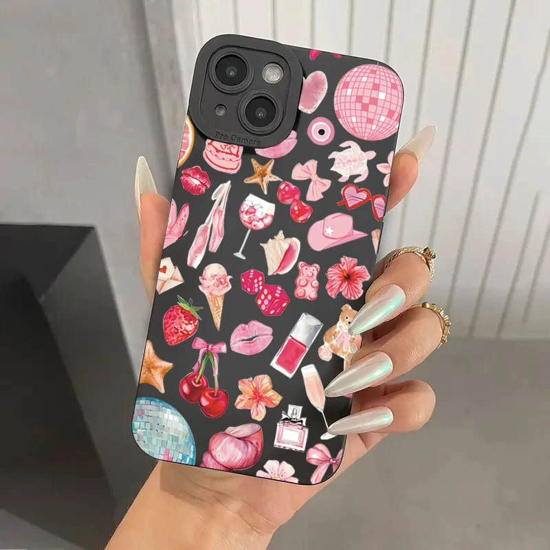 Funda con diseño de cereza y lazo rosa con bola de cristal brillante para Samsung Galaxy S25 S24 S23 S22 Ultra Plus FE A16 A06 A26 A54 A32 A33 - imagen 2