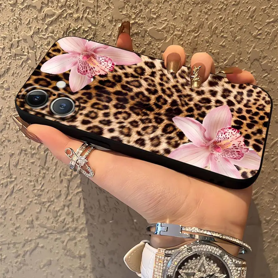 Funda de teléfono suave negra con estampado de leopardo Premium para iPhone 13 12 11 17 Pro Max 7 8 17Air XR 15 16 14 Plus XS Max - imagen 4