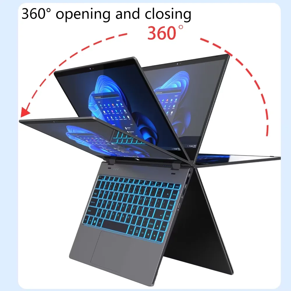 N-one NBook Plus 14,1" portátil Intel N100 Windows 11Pro 16GB LPDDR4 512GB 1920*1080 pantalla táctil 360 °   Computadora portátil plegable - imagen 3