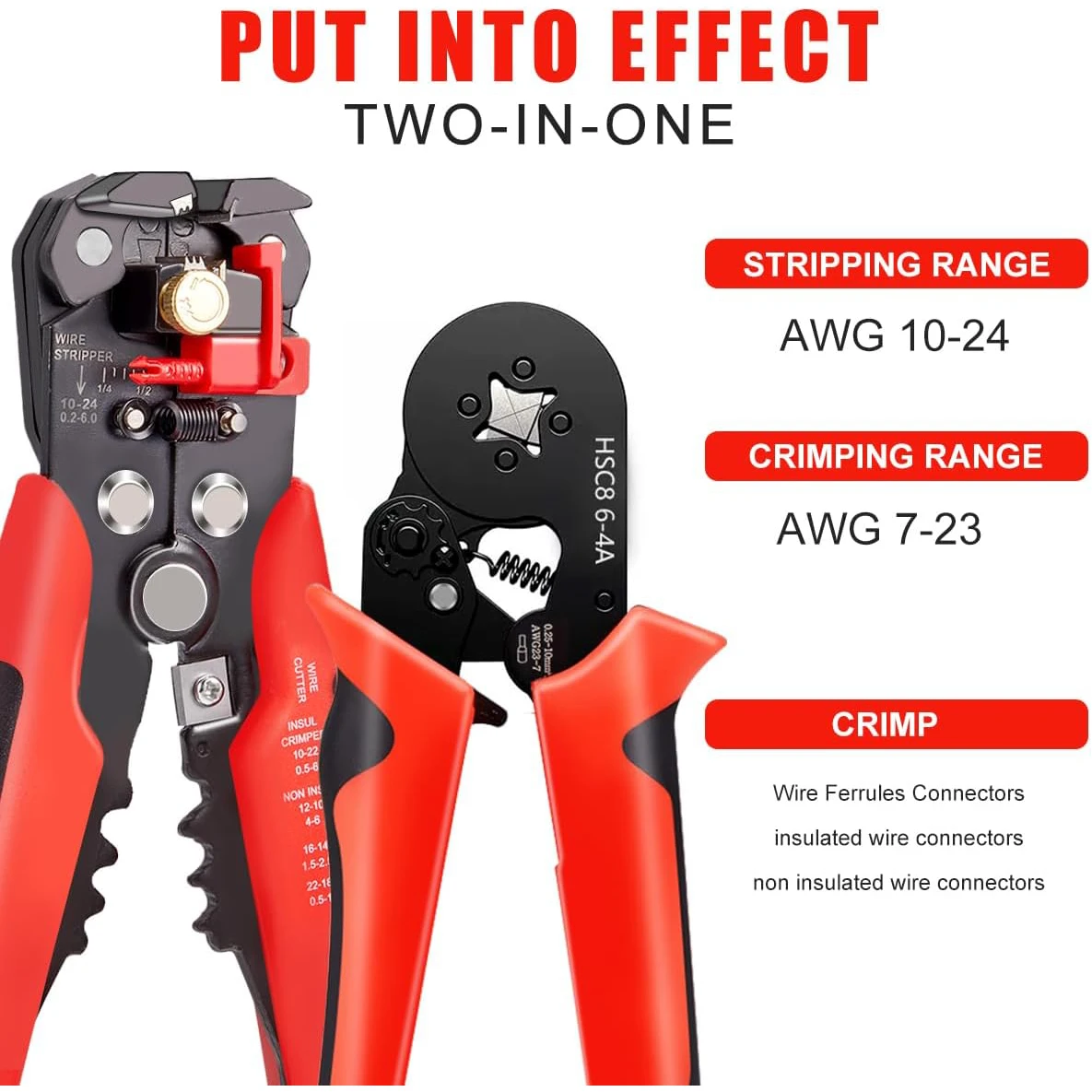 Kit de herramientas para engarzar virolas, engarzadora de virolas AWG 23-7, con engarzadora y pelacables automático, kit surtido de terminales de virola - imagen 2