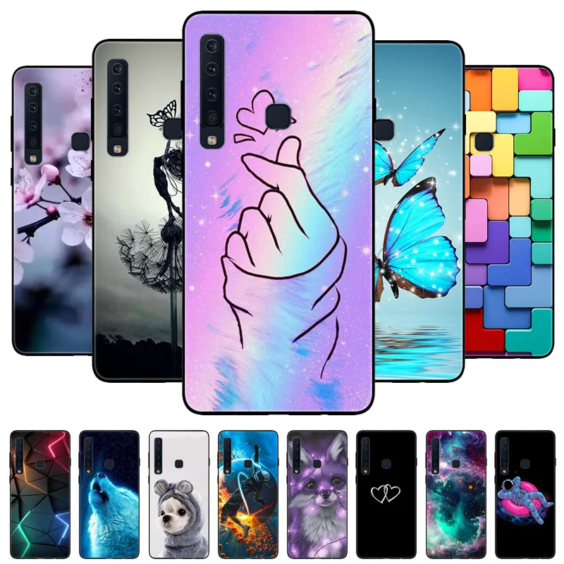 Para Samsung A9 2018 Funda nueva TPU silicona a prueba de golpes Funda de teléfono de gato para Samsung Galaxy A9 A7 2018 A 9 A920 Funda impresión suave