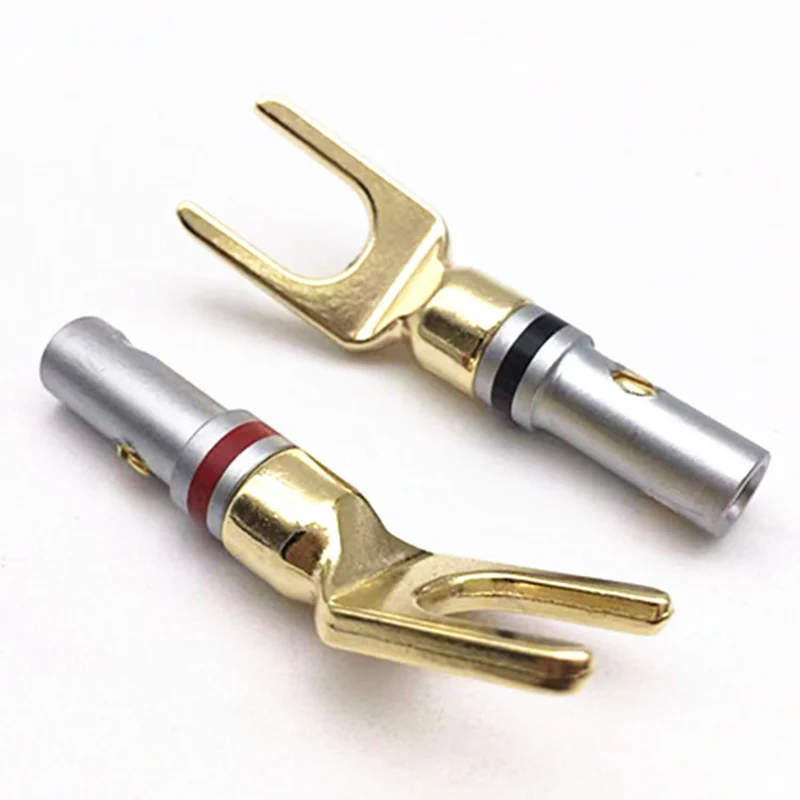Conector Banana HIFI AMP, 4mm, chapado en cobre, tipo Y tipo U, adaptador de altavoz, amplificador, conector de Audio, poste de encuadernación, 2 uds.