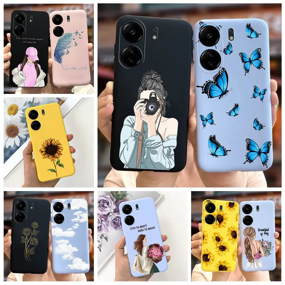 Para Xiaomi Poco C65 funda Redmi 13C Linda moda chicas bonitas mariposa funda de teléfono para Xiaomi Redmi 13C PocoC65 Fundas suaves