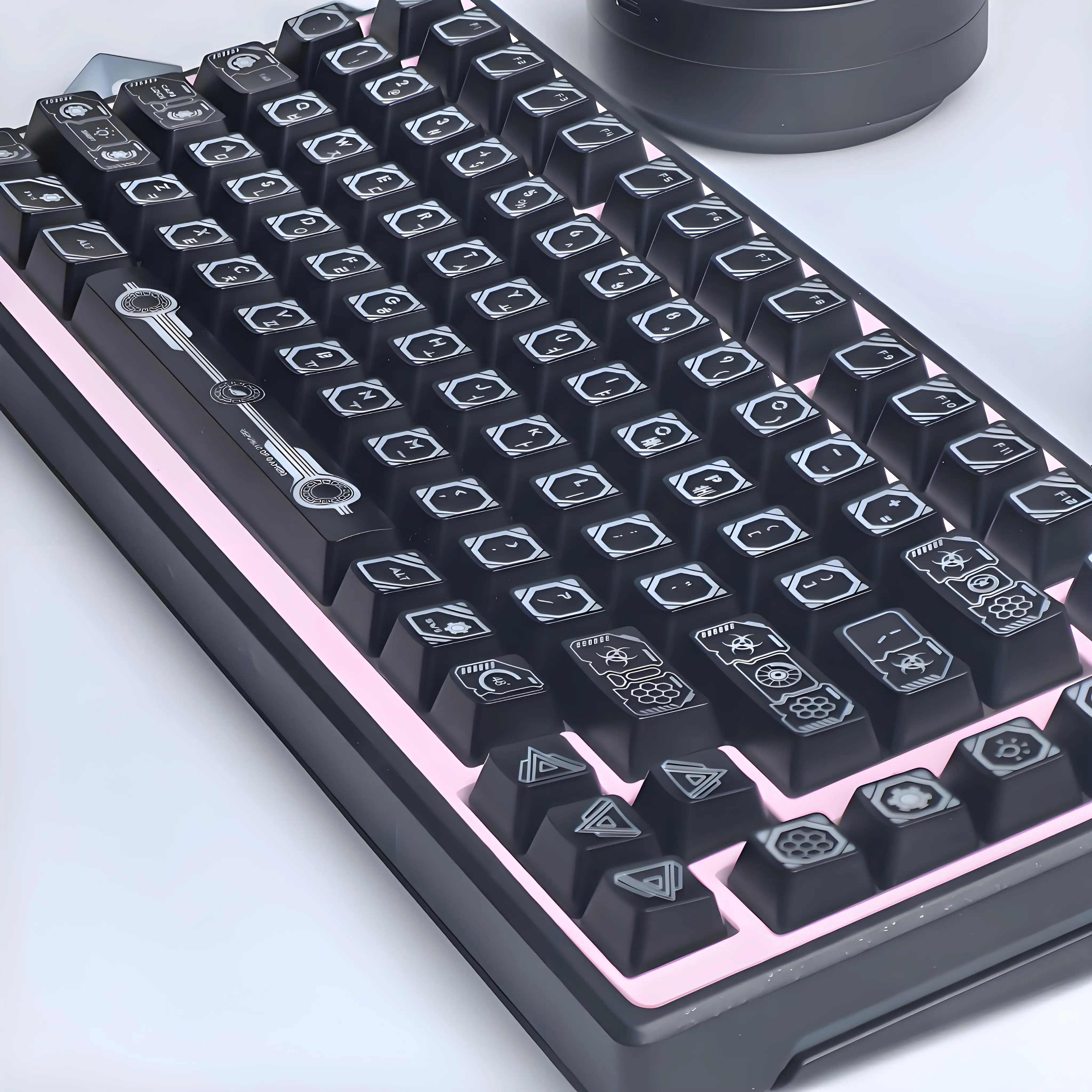 Proyecto de fuente de teclas coreano, Abs negro translúcido para juegos, 126 teclas para teclas de teclado personalizadas AulaF75 Ajazz - imagen 3