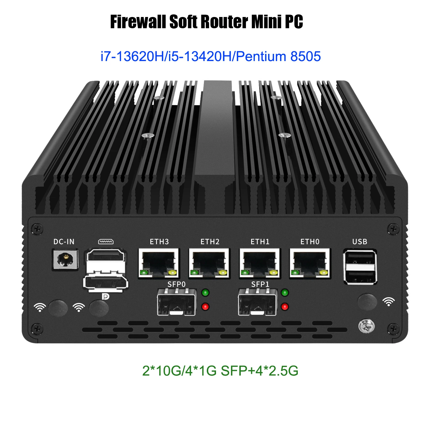 Servidor Firewall Mini PC 4*/2*10G SFP + Intel i7 13620H i5 13420H 8505 4xi226 2,5G 2 * DDR5 ordenador Industrial Router suave Proxmox