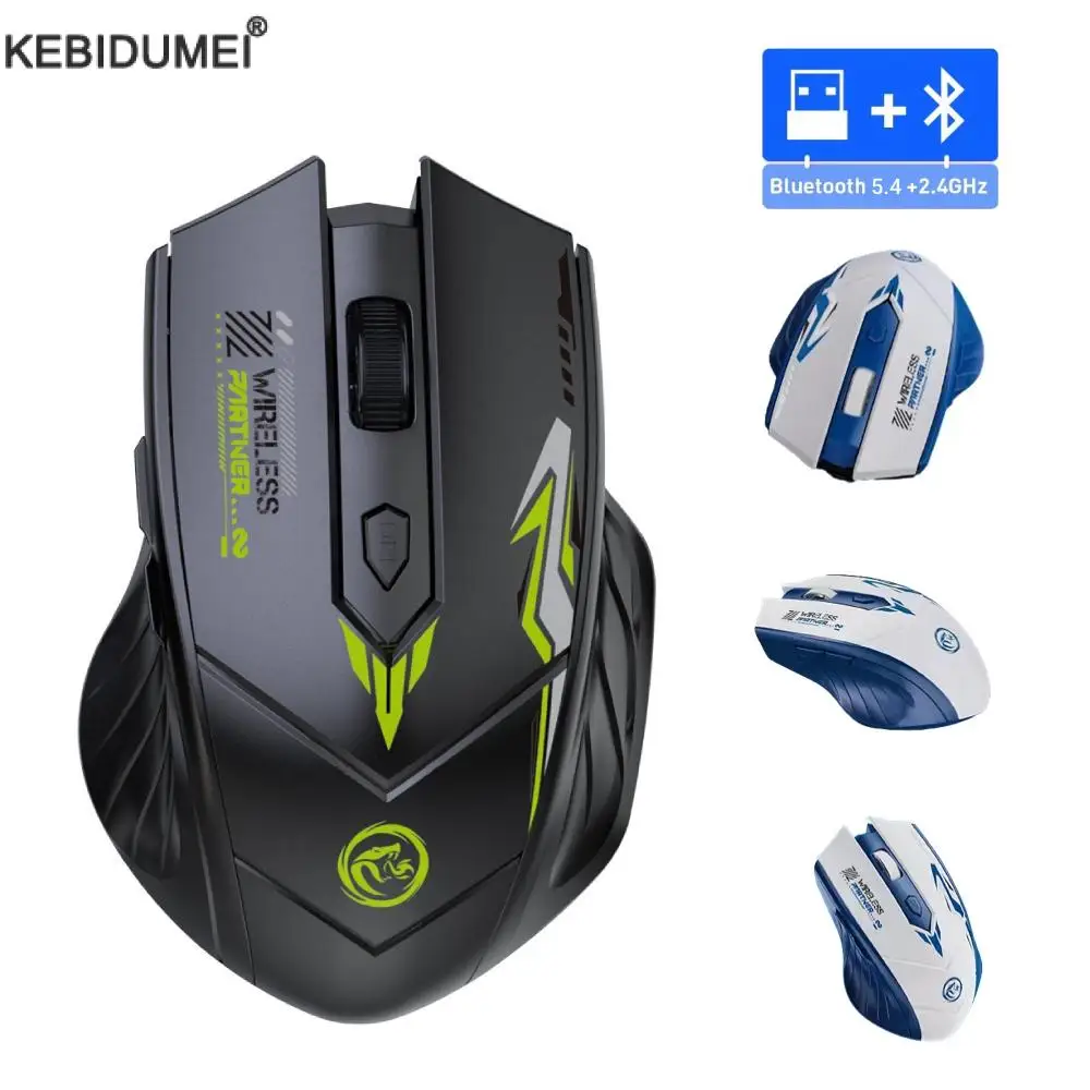 Ratón inalámbrico recargable de 2,4 Ghz, ordenador para videojuegos, Bluetooth, 1600DPI, ergonómico, para PC, oficina y portátil