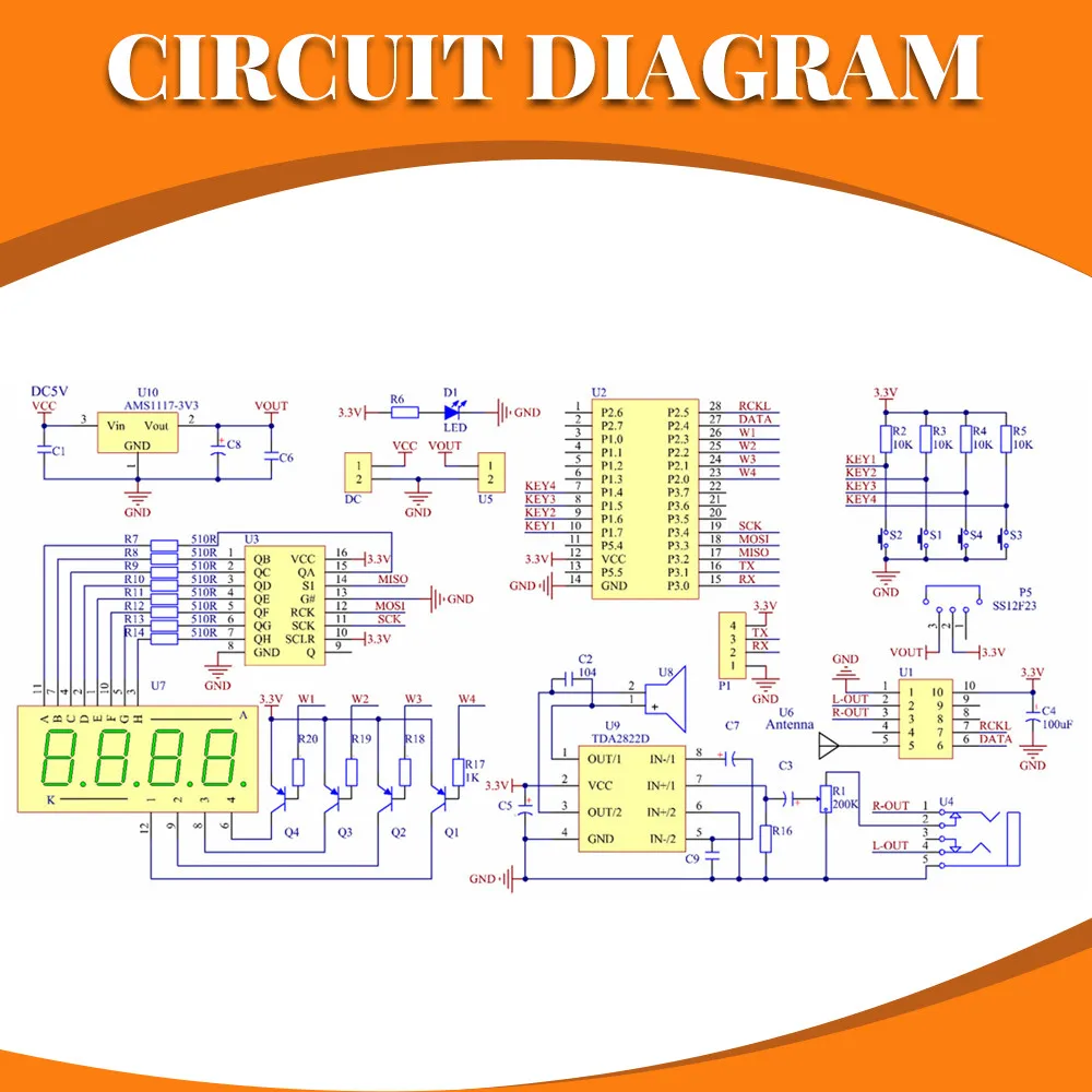 Kit electrónico DIY Radio FM RDA5807M 87-180MHz con pantalla de tubo Digital STC15 MCU proyectos electrónicos Kit de práctica de soldadura - imagen 5