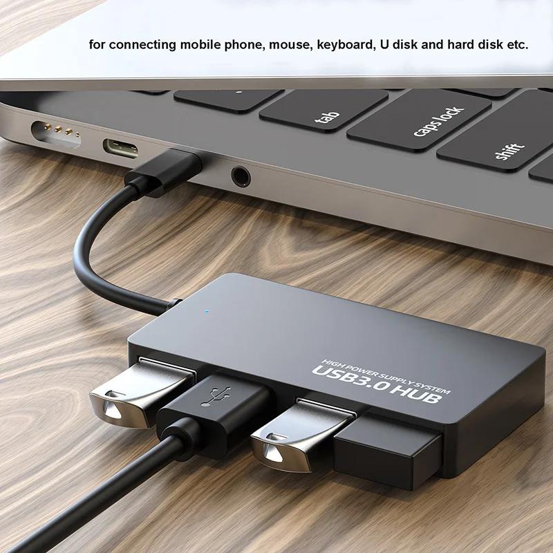 HUB USB 3,0 2,0 de 4 puertos, convertidor extensor USB tipo C fino, concentrador de transferencia de datos para PC, adaptador para ordenador portátil, expansor de base de carga múltiple - imagen 2