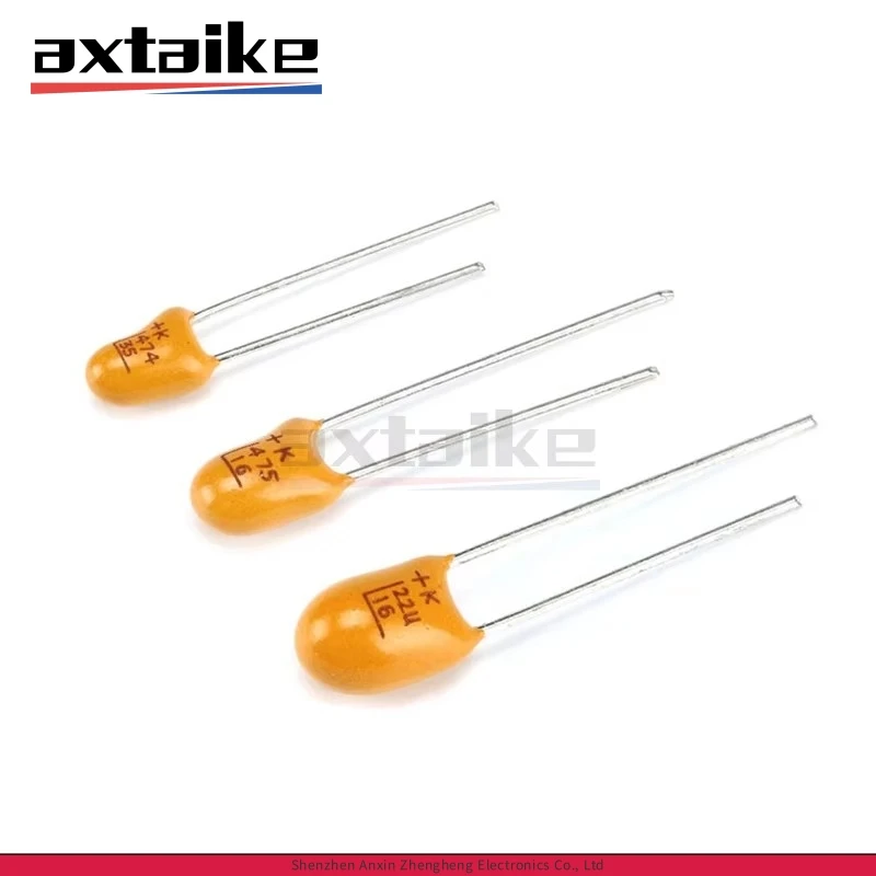 10 Uds condensador de tantalio 16V 25V 35V 50V 1uF 2,2uF 3,3uF 4,7uF 10uF 22uF 33uF 47uF 100uF 0,1uF 0,22uF 0,47uF 105 225 475 106 476
