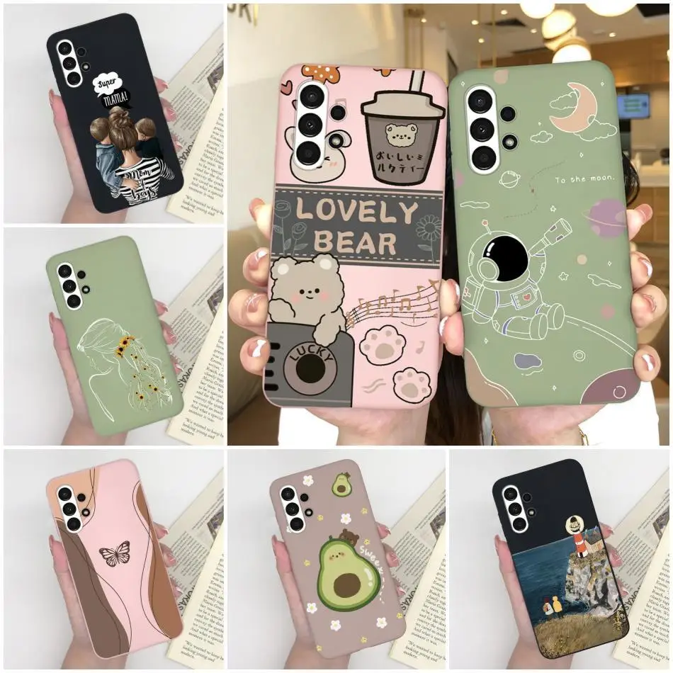Funda de teléfono de moda para Samsung Galaxy A13 4G, funda trasera de silicona suave con dibujos animados para niñas dulces para Samsung Galaxy A 13, Capa de parachoques