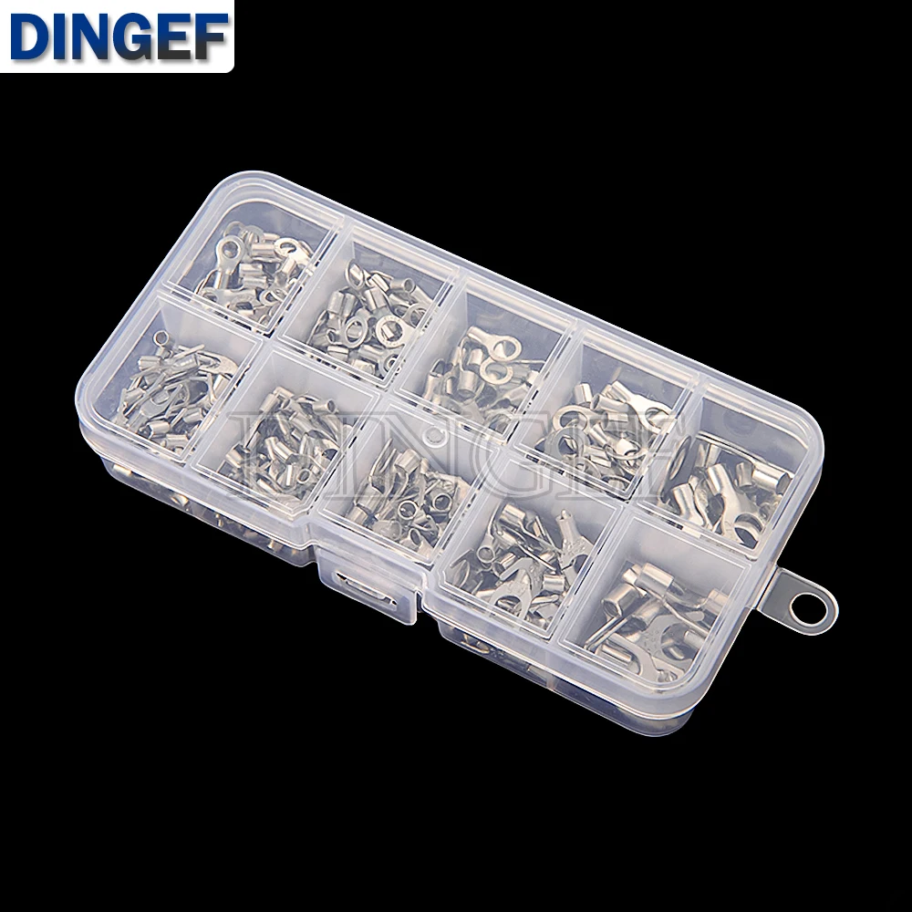 Kit de conectores de terminales de engarzado de alambre de cobre no aislados, anillo y horquilla en forma de U, terminales desnudos prensados en frío, 320 Uds. - imagen 2