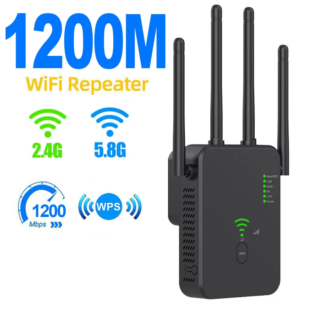 Repetidor WiFi inalámbrico de 1200Mbps amplificador de señal Wifi extensor WiFi de doble banda 2,4G 5G 802.11ac amplificador WiFi Gigabit enrutador WPS