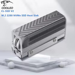 Disipador de calor COOLLEO M.2 2280 NVMe SSD, 2 tubos de calor, enfriador SSD con almohadilla térmica de 14,8 W/mk