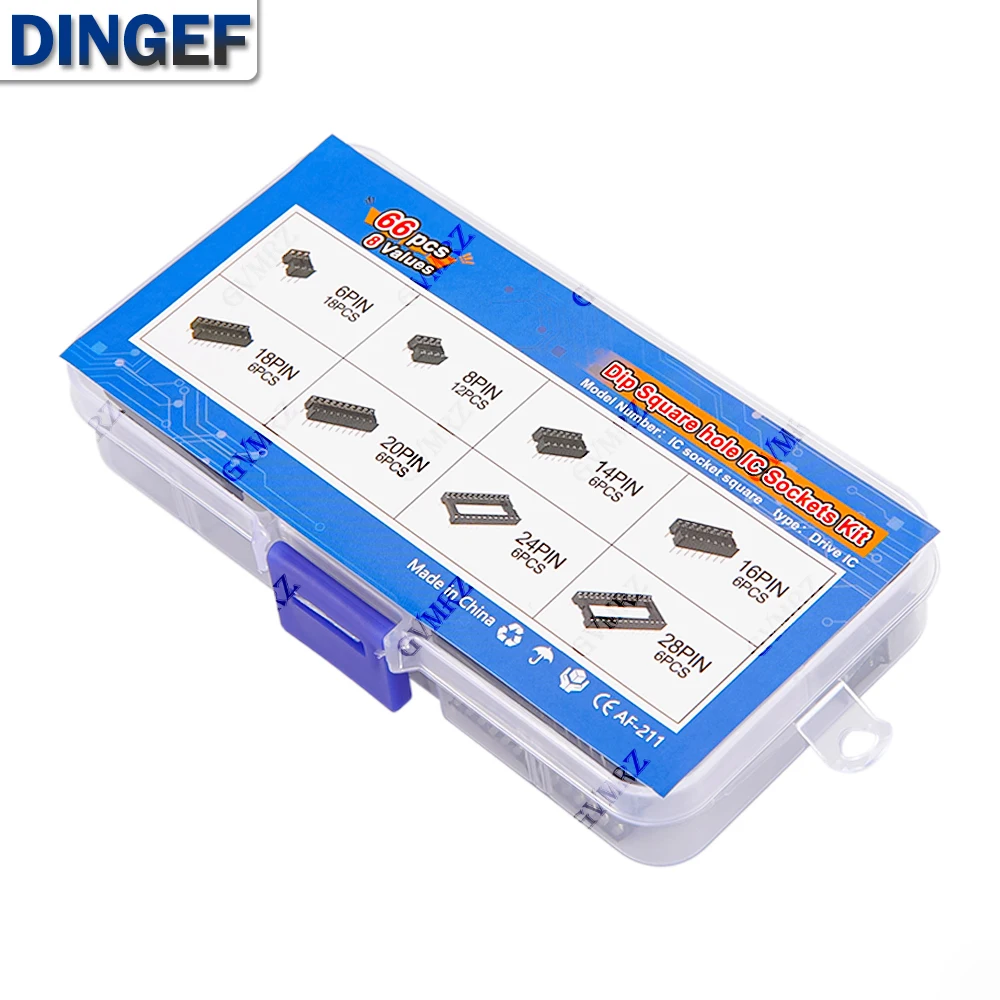 66 unids/lote con caja DIP IC adaptador de enchufes tipo soldadura Kit de enchufe 6 14 8 16 18 20 24 28 pines DIP-6 DIP-8 DIP-14 conector IC - imagen 4