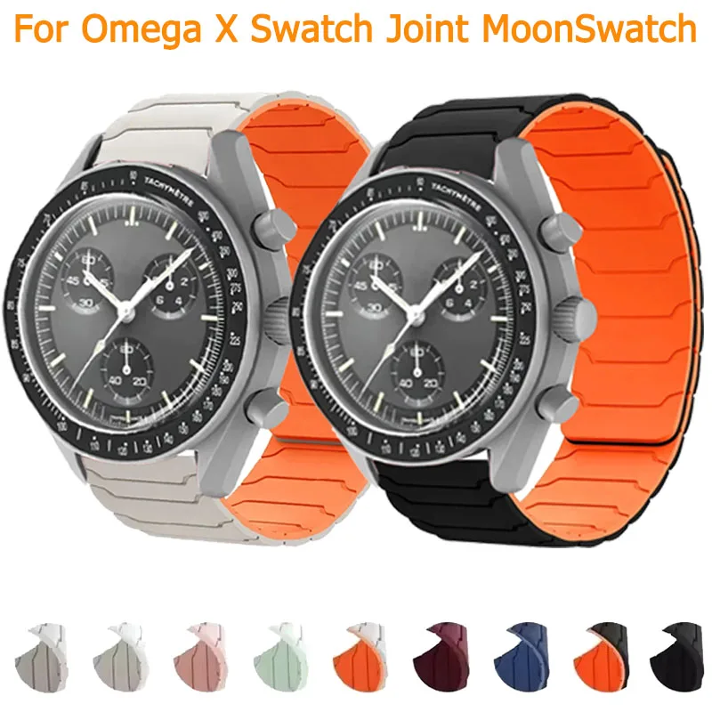 Correa de bucle magnético de 20mm para Omega X Swatch, pulsera MoonSwatch de silicona, pulsera de repuesto para reloj inteligente