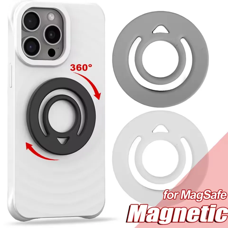 Anillo de dedo magnético Universal de silicona, soporte de teléfono con agarre Circular de imán fuerte de doble cara para IPhone, forma de anillo MagSafe