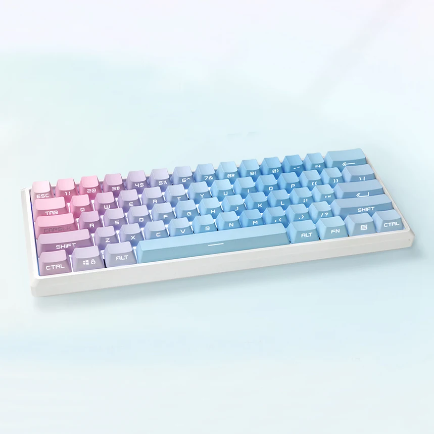 Blue Enchantress Teclas PBT para GK61/68/87 - Gradiente azul LED