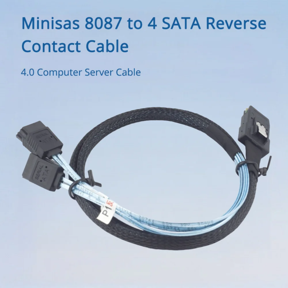 Cable de contacto inverso Minisas 8087 a 4 SATA - Cable de servidor de computadora 4.0 sin metralla para un rendimiento mejorado