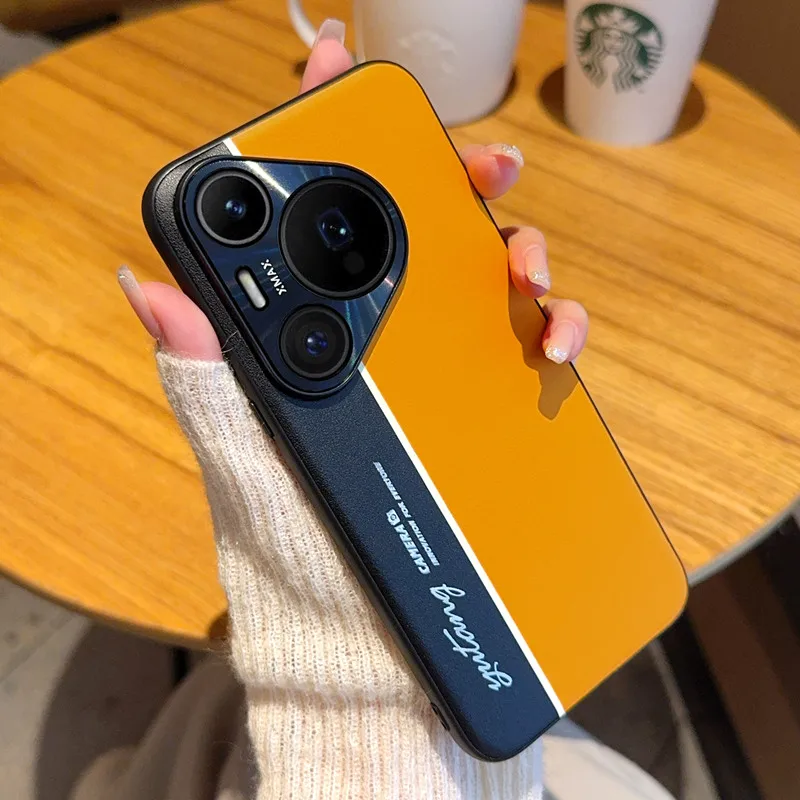 For Huawei Pura 70 Pro Case Fashion PC+PU Leather Camera luminous Protect Back Cover Case For For Huawei Pura 70 Ultra P70 Shell