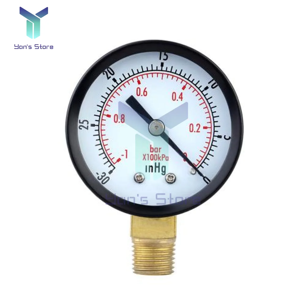 Manómetro de vacío Mini Dial portátil, indicador de Dial de doble escala, 1/4 "NPT -30HG/0PS, medidor de presión de vacío, indicador de pantalla Digital de 2"
