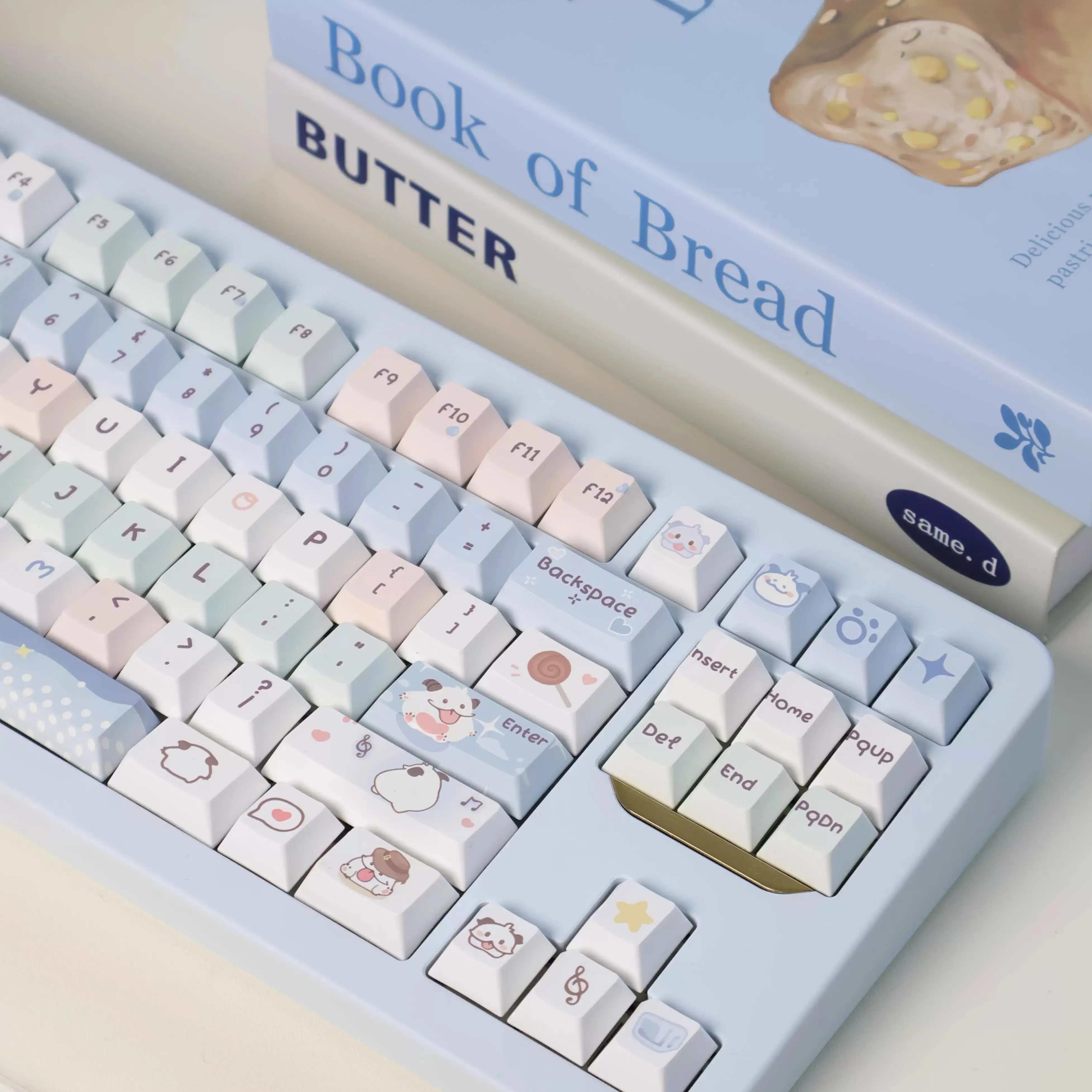Teclas con tema de pequeño monstruo azul, teclas originales Kawaii PBT de sublimación con perfil de cereza para teclado mecánico, tapa de tecla personalizada - imagen 5